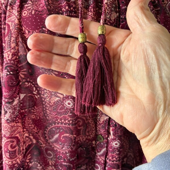 Knox Rose Boho-Chic Burgundy Paisley Smocked Blouse - XXL - Peasant, Prairie - Picture 7 of 10